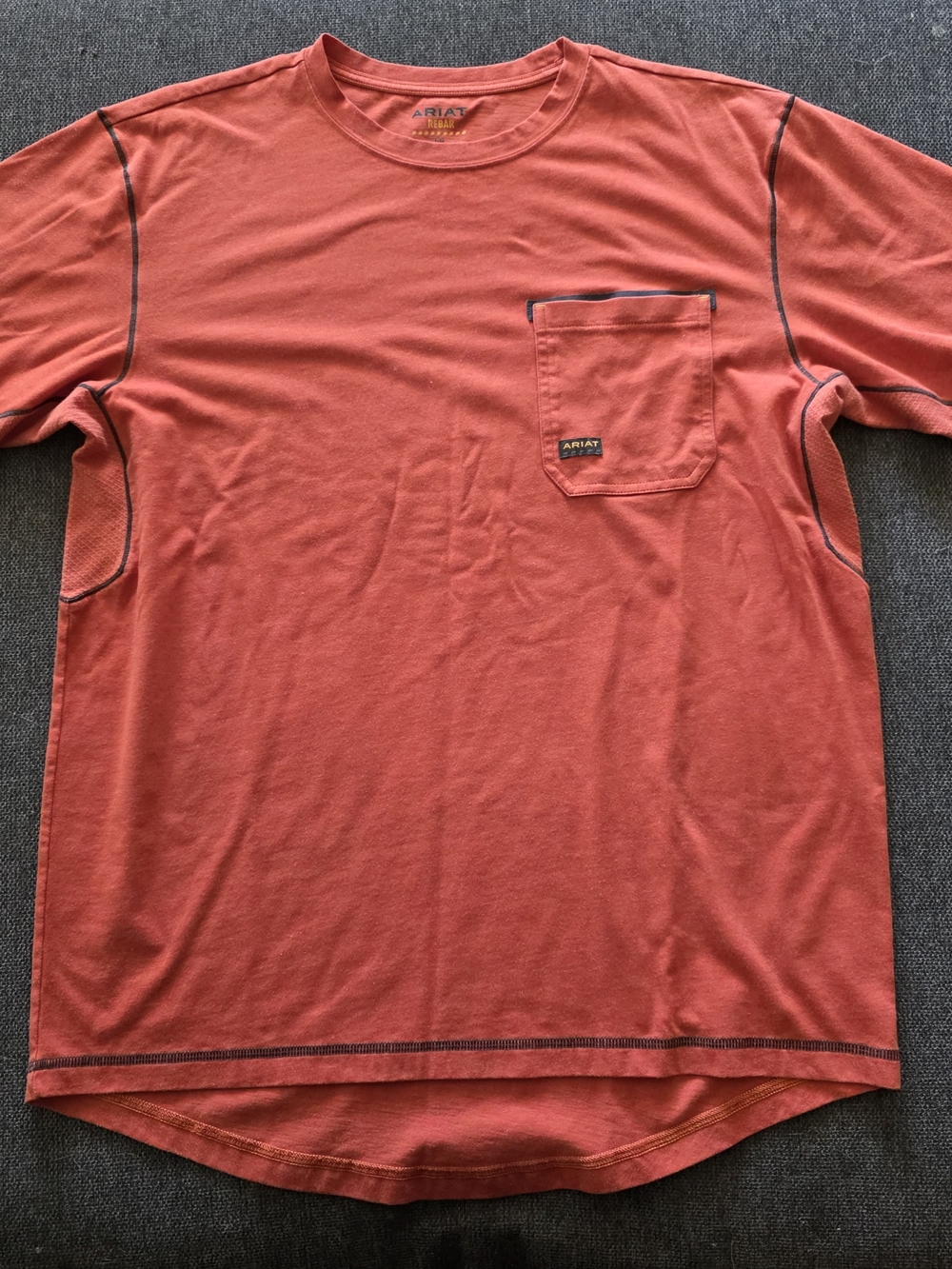 Ariat Men's Rebar Burnt Orange Short-Sleeve Pocket Tee LG